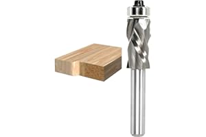 Sinoprotools Bottom Bearing Compression Spiral Flush Trim Router Bit 1/4 Inch Shank 1/2" Cut Dia, Solid Carbide Template Pattern Router Bit for Wood Trimming