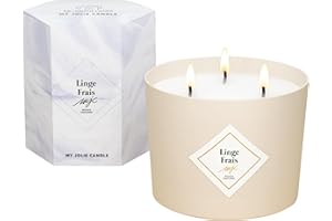 MY JOLIE CANDLE - Bougie Parfumée Linge Frais - Cadeau Femme Maman Ado - Cire 100% Naturelle Végétale - Parfum Français - 3 Mèches Coton - Combustion 70h