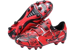 Mateju Chaussures de Football Enfant Crampons Garçon Homme Velcro Chaussure de Foot Spike Chaussures de Sport résistants à l'usure pour Extérieur Intérieur Athlétisme Entraînement Sports