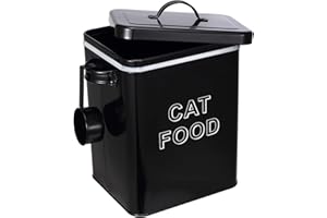 Morezi Boîte de Rangement Nourriture pour chat avec couvercle et pelle,rangement pour nourriture pour chat,7L Récipient pour nourriture pour animaux-Noir