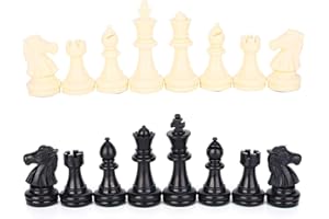MAGT 32 Pièces D'échecs Standard, Portable d'échecs en Bois Chess Game Set Pièces D'échecs 32 ​​Standard Tournament Chessmen Black White(Taille : 64MM)