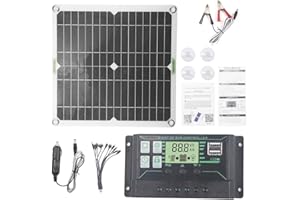 YUMILI Kit de panel solar de 30 vatios, controlador de cargador de batería portátil de 12 V 100 A para coche, caravana, barco