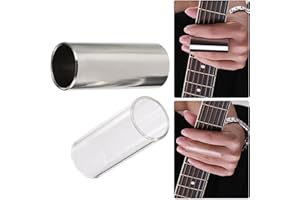 BAOSROY Slides para Guitarra,2pcs Diapositivas De Guitarra,Glass Slide y Acero Inoxidable Slide Set,Slides Accesorios De Guitarra,Slides Instrumento Accesorio para Guitarra Para Bajo Guitarra Y Otros