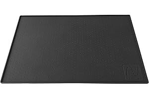 Happilax Premium-Silikon-Napfmatte für Futter- und Wassernäpfe, 60x40 Schwarz | Anti-Rutsch-Silikon-Futtermatte für Hunde und Katzen