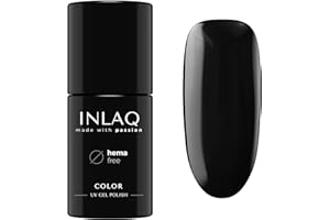 ‎INLAQ INLAQ HEMA Free UV Lakier Hybrydowy Black Dress żelowy lakier do paznokci wolny od Hema - lakier UV w różnych kolorach UV LED 6 ml
