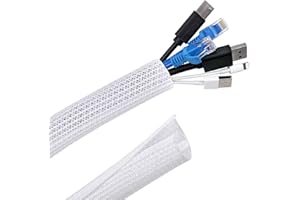 Palazen 3m Kabelschlauch Selbstschließend, 12-20mm Kabelkanal, Flexibel gewebter Kabelschutz zuschneidbar, Kabelmanagement für TV Computer Heimkino Automobilkabel, Weiß