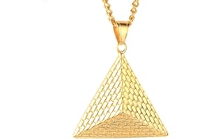 PAURO Stainless Steel Vintage Egyptian Pyramids Pendant Gold Chain for Mens Necklace Wedding Promise