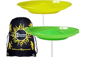 Flames 'N Games 2x Juggle Dream Spinning Plate Set (Green/Yellow) CLASSIC Circus Spinning Plates + 2-piece Sticks Travel Bag! Great fun for Kids & Adults.