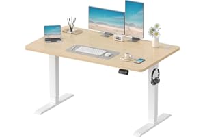 Devoko Biurko stojące z elektryczną regulacją wysokości, biurko stojące do domowego biura, biurko z regulacją wysokości，120 x 60 cm, beżowy