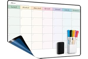 MCCORL 42×28cm Lavagna Bianca Pianificazione la Mensile Famiglia da muro, Adesiva Lavagna Cancellabile Calendario Settimanale, Memo da Parete, Agenda Famiglia, Pianificare I Pasti - in Italiano