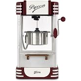 H.Koenig POP330 Popcorn Maker, Retro Design, Heat Keeping Light, Pan Capacity 50 g in Stainless Steel, Magnetic Door, 360 W
