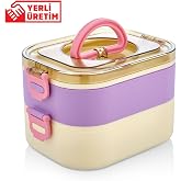 Yeni Nesil Sefer Tası Lunch Box Beslenmez Kabı Paslanmaz &Ccedil;elik 1300 ml
