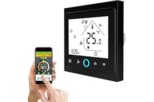 Qiumi Termostato Wifi, Controlador de Temperatura, Aire Acondicionado Inteligente, Controlador de Temperatura programable, con Pantalla LCD de 2 Tubos, Funciona con Alexa Página Principal de Google
