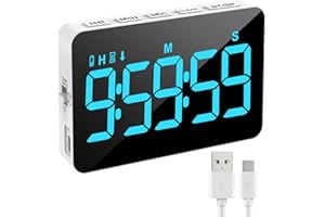 Kitchen Timer, XREXS Rechargeable Timers for Cooking, Adjustable Brightness & Volume, Large LED Display, Magnetic Cooking Timer for Kitchen/Meeting/Class (Charging Cable Included) Blue