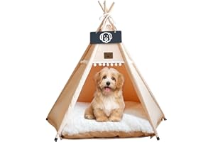 Vinnypet Pets Teepee Dog/Cat Bed Tents Luxery Kennels Play House With Plush Cushion Dogs Tent Teepee Removable and Washable 40x40x50cm