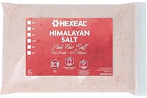 Hexeal Himalayan Pink Salt 2kg – 2kg Bag of Fine, Food Grade Salt – Suitable for Seasoning & Cooking – 100% Natural Salts for Soothing Baths, Beauty & Cosmetics