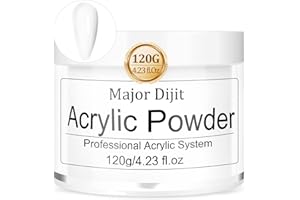 MAJOR DIJIT 120 g Acrylpulver, klares Acrylnagelpulver 4,23 Unzen großes Fassungsvermögen, professionelles Polymer für 3D French Nail Manicure Extension Nail Carving, langlebige Beauty-Geschenke (Clear)