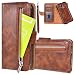 Produktbild Yokata Samsung Galaxy J3 2017 Hülle Leder Geldbörse Flip Wallet Case Handyhülle Handy Ledertasche Schutzhülle Tasche Handytasche Weiche Silikon Backcover Innere Geldscheinfach mit Reißverschluss Premium Abnehmbar Magnet Kartenfach Standfunktion Mobiles Seil Brieftasche Etui Schale Schutz für Samsung Galaxy J3 2017 Cover - Dunkel Braun