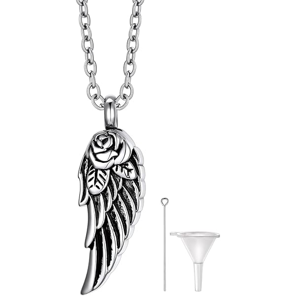 Oinsi Collana In Acciaio Inox Con Ciondolo Piuma Per Ceneri Di Cremazione – Regalo Commemorativo, Con Kit Di Riempimento