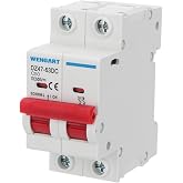Wengart DC Photovoltaic Circuit Breaker 2P 50A,500V,Miniature Solar Circuit Breakers for Solar Systems and Communication Syst