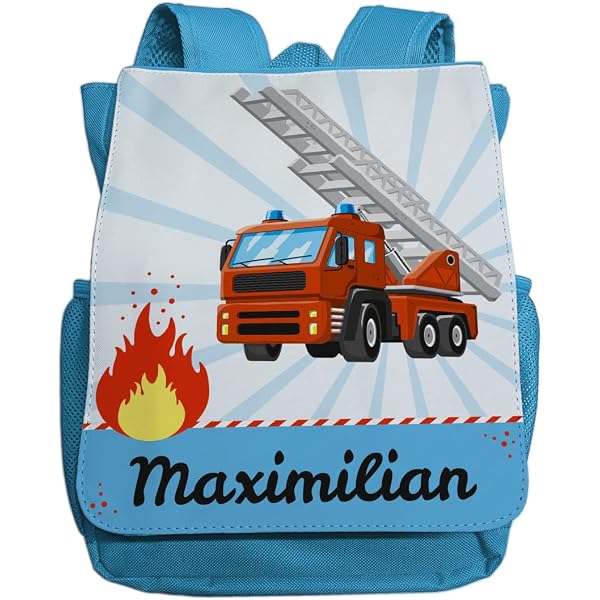 Mini Sac à Dos Enfant Avec Laisse - Motif Camion De Pompiers, Polyester, Bandes Réfléchissantes, 3-6 Ans - 4