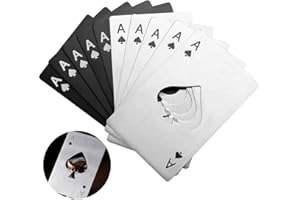 Lxoraziy 10 Piezas Sacacorchos, Abridor de Botellas de Acero Inoxidable, Abrebotellas de Póquer, Tamaño Tarjeta de Crédito, Abrebotellas de Cerveza Personalizado(Negro y Plateado)