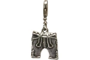 Alpenflüstern Trachten-Anhänger Lederhose für Charivari oder Trachtenkette (antik-silber-farben) AAH083