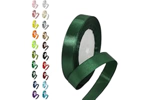 AISSZHAO Dark Green Ribbon - 22M Polyester Satin - Thick, Double Sided - Perfect for Gift Crafting, Bouquets, Cake & Wedding Decor