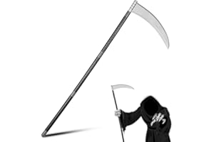 Shyllin Falce da Morte, 90 cm Falce Halloween Staccabile, Falce da Tristo Mietitore, Costume Halloween Morte Adulti e Bambini, Falce della Morte per Giochi di Ruolo, Carnevale, Feste a Tema