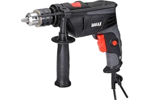 Bakaji Trapano Elettrico a Percussione Potenza 810W Velocita Regolabile 0-2800rpm Mandrino 13mm con Chiavino Funzione Foratura e Martello con Manico Ausiliario e Misuratore di profondità