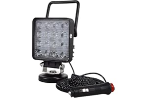 AUXTINGS 10.8cm 48W quadrato portatile LED luce di lavoro Offroad Spot Light Accendisigari interruttore con base magnetica supporto per SUV rimorchio trattore camion ingegneria manutenzione campeggio