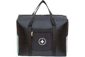Ronoza Handgepäck 45x35x17cm, Handgepäck Tasche für Flugzeug, Reisetasche Faltbare Handgepäck Koffer für Damen Herren (Schwarz)