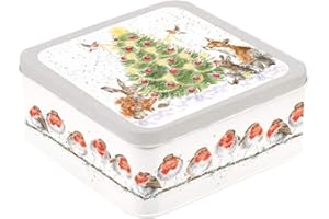 Wrendale Designs by Hannah Dale – A Woodland Christmas – Scatola di latta con design festivo, 167 mm x 167 mm x 80 mm