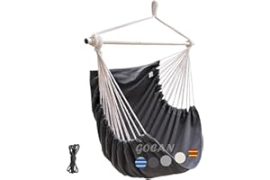 GOCAN Hamac 2 Places Double Toile 220 x 150 cm, Longueur Totale 330 cm, Charge 250 kg, pour Jardin Intérieur et Extérieur, Gris Foncé