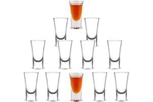 GOIEHIR Vasos De Chupito, 12pcs Vasitos de Vidrio para Chupitos, 30ml, para Tequila, Vodka, Whisky