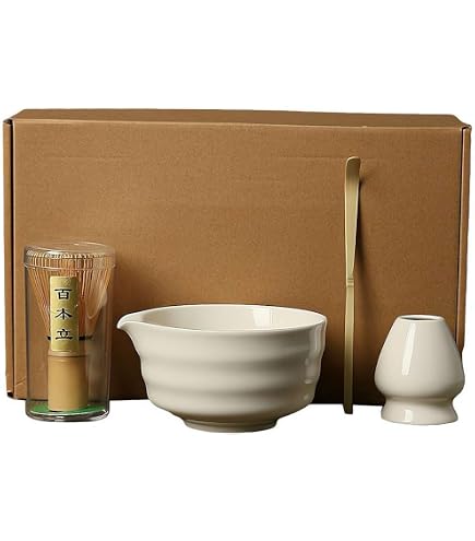 Matcha-Set 7-teilig – Mit Bambusschneebesen, Schale, Sieb & Zubehör, Traditionell Japanisch