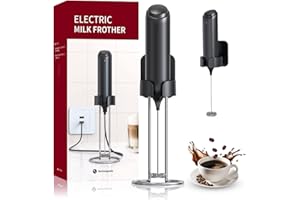 Espumador eléctrico USB recargable con soporte iun de acero inoxidable, batidora de leche eléctrica portátil manual para lech