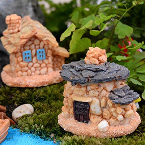 Ailiebhaus 4xFairy Garden fee Garten Miniature Steinhaus Garten Dekoration - 4