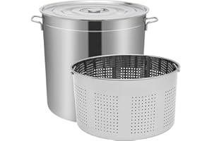 BAOCHADA Pentola in acciaio inox, 100 l, per ristoranti, caffetterie, hotel, 49,5 x 49,5 x 50 cm