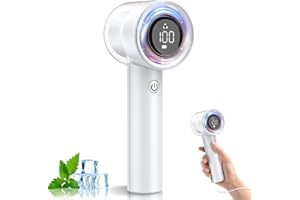 Dancial Ventilador Turbo Portátil de Mano, 5000mAh Ventilador de alta Velocidad,3 en 1 Ventiladores de Viaje para Actividades al Aire Libre/Interior (‎Blanco)