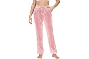 TACVASEN Womens Velour Trousers Jogger Sweatpants Cosy Jogging Leisure Trousers Casual Drawstring Tracksuit Bottoms with Pockets