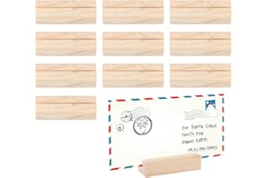 TIETOY 10pcs Wooden Place Card Holders Table Number Holders for Weddings, 7cm Chute Wood Photo Name Picture Menu Sign Card Table Display Stand for Restaurants Home Party Events Decoration