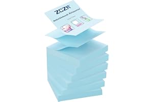 ZCZN Z-Notes, Sticky Notes Confezione da 6 Blocchetti, 76mm x 76 mm, 80 Fogli/Blocchetto, Un Totale di 480 Fogli, Azzurro