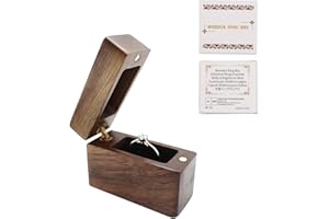 MAMIDDLE Pudełko na Pierścionki z Drewna Orzechowego Velvet Miękkie Wnętrze Posiadacz Kolczyki Biżuteria Drewniane pudełko Prezentacja Sprawa dla Propozycji Zaręczyn Ślubu Ceremonia (Zapalniczka)