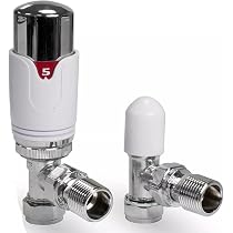 Kartell TRV Thermostatic 15mm Angled Radiator Valve and Lockshield - White | Compra online en