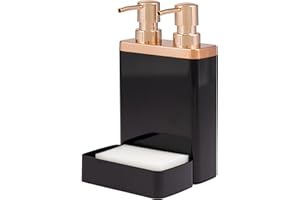 bremermann Organizer na zlewozmywak z podwójnym dozownikiem płynu do mycia naczyń i uchwytem na gąbkę (czarno-różowe złoto)