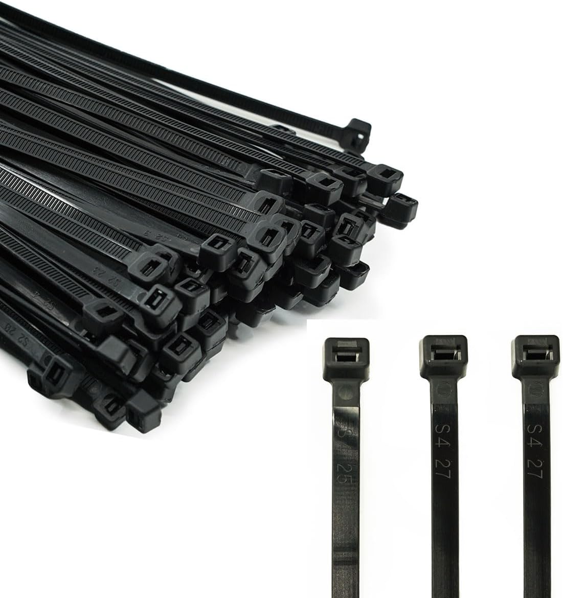 ERKO Bridas Plastico Negro UV 200 x 2,5mm 100 unidades soporte para cables, Resistente a temperatura, Para Oficina, Hogar, Exteriores, al jardín