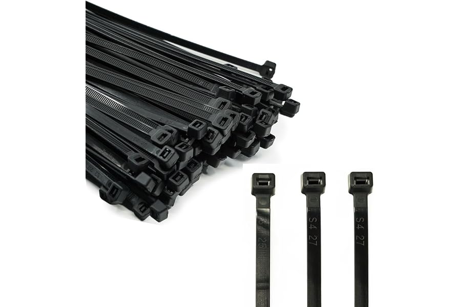 ERKO Bridas Plastico Negro UV 200 x 2,5mm 100 unidades soporte para cables, Resistente a temperatura, Para Oficina, Hogar, Ex
