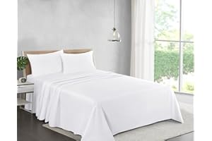 Filo Magico 100% Cotton Plain Dyed Flat Sheet | Premium Hotel Quality Ultra Soft Bed Sheet | Luxury Non Iron Easy Care Bedding Sheet - Wrinkle, Stain and Fade Resistant Top Sheet - White, King Size
