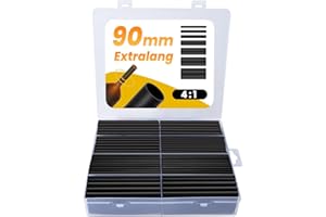 Fosdaling Schrumpfschlauch Set, 90mm Extra Lange 4:1 Schrumpfschläuche, Wasserdicht mit Kleber, Heat Shrink Tube Sortiment (7 Größen, Schwarz)